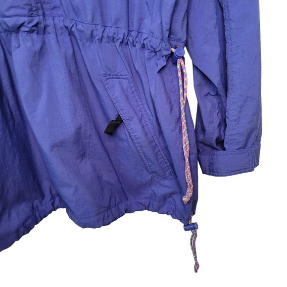 Vintage 90s Eddie Bauer Windbreaker Blue Colorblock Hooded Jacket XL - Picture 4 of 12